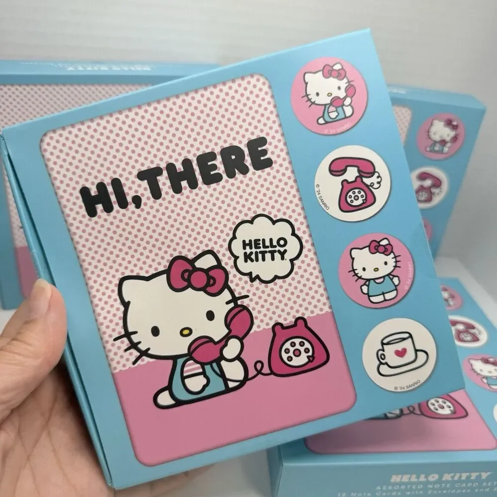 Hello Kitty 2 Pack Of 12 Bundle Note Card Set 25 Total Hi There Note Cards New